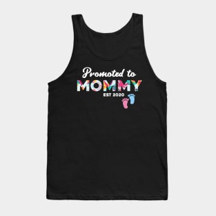 Promoted to Mommy Est 2020 First Time Mom Floral Mother Gift Tank Top